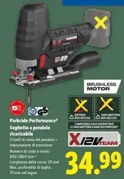 Lidl Parkside Performance Seghetto a pendolo ricaricabile offerta