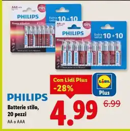 Lidl PHILIPS Batterie stilo, 20 pezzi offerta