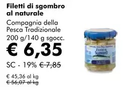 NaturaSì Filetti di sgombro al naturale Compagnia della Pesca Tradizionale offerta