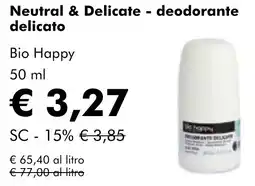 NaturaSì Neutral & Delicate - deodorante delicato Bio Happy offerta