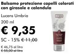 NaturaSì Balsamo protezione capelli colorati con girasole e calendula Lucens Umbria offerta