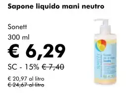 NaturaSì Sapone liquido mani neutro Sonett offerta