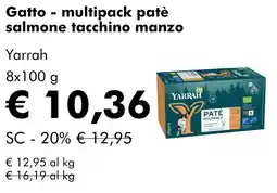 NaturaSì Gatto multipack patè salmone tacchino manzo Yarrah offerta