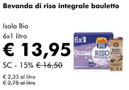 NaturaSì Bevanda di riso integrale bauletto Isola Bio offerta