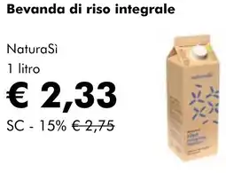 NaturaSì Bevanda di riso integrale Natura Sì offerta