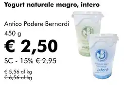 NaturaSì Yogurt naturale magro, intero Antico Podere Bernardi offerta