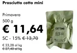 NaturaSì Prosciutto cotto mini Primavera offerta