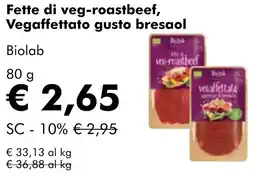 NaturaSì Fette di veg-roastbeef, Vegaffettato gusto bresaol Biolab offerta