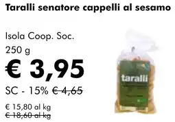 NaturaSì Taralli senatore cappelli al sesamo Isola Coop. Soc. offerta