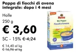 NaturaSì Pappa di fiocchi di avena integrale: dopo i 4 mesi Holle offerta