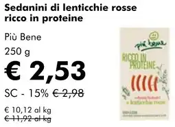 NaturaSì Sedanini di lenticchie rosse ricco in proteine Più Bene offerta