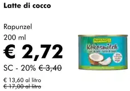 NaturaSì Latte di cocco Rapunzel offerta