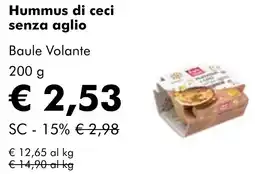 NaturaSì Hummus di ceci senza aglio Baule Volante offerta
