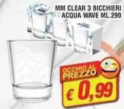 Maury's MM clear 3 bicchieri acqua wave offerta