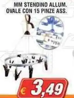 Maury's MM stendino allum. ovale con 15 pinze offerta