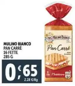 Deco Supermercati Mulino bianco pan carre 16 fette offerta