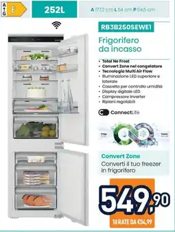 Unieuro Hisense RB3B250SEWE1 Frigorifero da incasso offerta