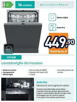 Unieuro Hisense HV16B Lavastoviglie da incasso offerta