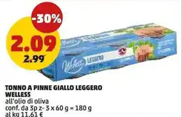 PENNY Tonno a pinne giallo leggero welless all'olio di oliva offerta