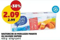 PENNY Bastoncini di merluzzo panato GLI ALLEGRI SAPORI offerta