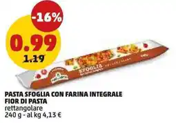 PENNY Pasta sfoglia con farina integrale fior di pasta rettangolare offerta