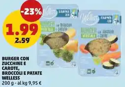 PENNY Burger con zucchine e carote, broccoli e patate WELLESS offerta