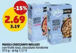 PENNY Muesli croccante welless con frutti rossi, cioccolato fondente offerta