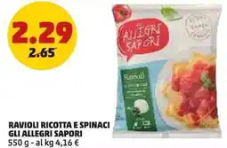 PENNY Ravioli ricotta e spinaci GLI ALLEGRI SAPORI offerta