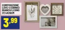 Risparmio Casa Composizione love 4 cornici bianco/legno offerta