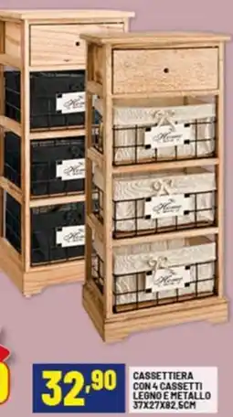 Risparmio Casa Cassettiera con 4 cassetti legno e metallo offerta