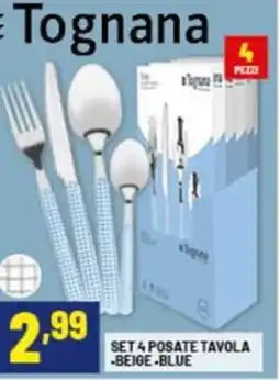 Risparmio Casa Tognana set 4 posate tavola beige e blue offerta