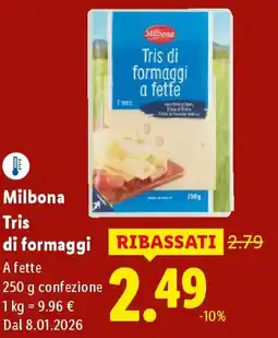 Lidl Milbona Tris di formaggi offerta