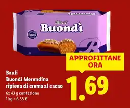 Lidl Buondì Merendina ripiena di crema al cacao offerta
