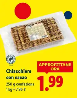 Lidl Chiacchiere con cacao offerta