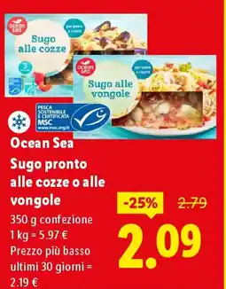 Lidl Ocean Sea Sugo pronto alle cozze o alle vongole offerta