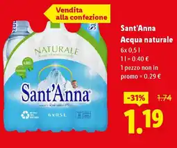 Lidl Sant'Anna Acqua naturale offerta