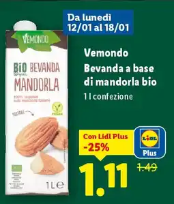 Lidl Vemondo Bevanda a base di mandorla bio offerta