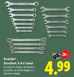 Lidl Parkside Set chiavi, 4, 6 o 7 pezzi offerta