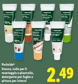 Lidl Parkside Stucco, colla per il montaggio o piastrelle, detergente per fughe o pittura per interni offerta