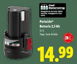 Lidl Parkside Batteria 2,5 Ah offerta