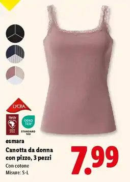 Lidl esmara Canotta da donna con pizzo, 3 pezzi offerta