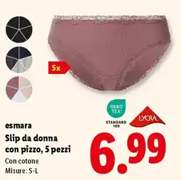 Lidl esmara Slip da donna con pizzo, 5 pezzi offerta