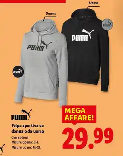 Lidl PUMA Felpa sportiva da donna o da uomo offerta