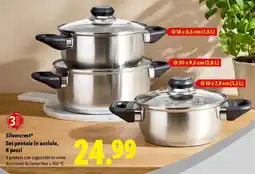 Lidl Silvercrest Set pentole in acciaio, 6 pezzi offerta