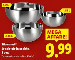 Lidl Silvercrest Set ciotole in acciaio, 3 pezzi offerta