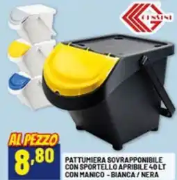 Risparmio Casa Pattumiera sovrapponibile con sportello apribile con manico – bianca / nera offerta