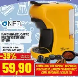 Risparmio Casa NEO MACCHINA DEL CAFFÈ MULTISYSTEM 5IN1 ST-504 offerta