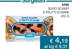 Coop ARBI SUGO SCAMPI E FRUTTI DI MARE 450 G offerta