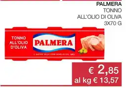 Coop PALMERA TONNO ALL’ OLIO DI OLIVA 3X70 G offerta