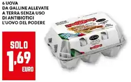 Pam 6 uova da galline allevate a terra senza uso di antibiotici L'UOVO DEL PODERE offerta